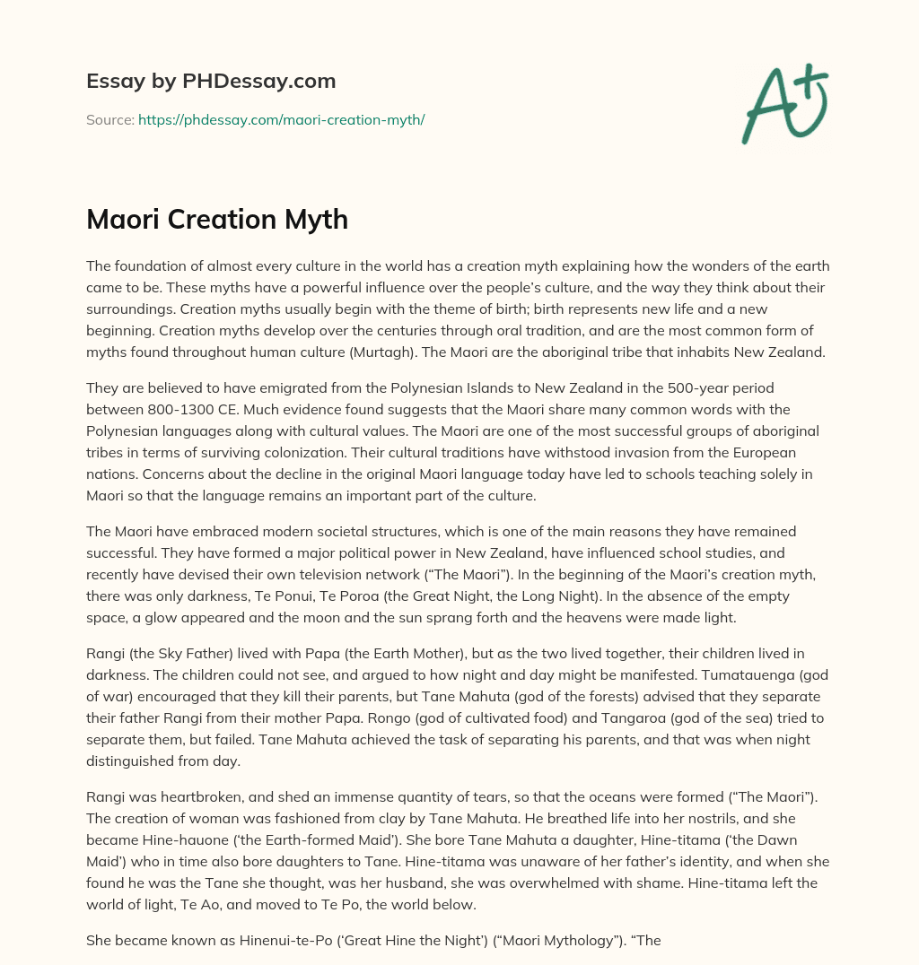 what is creation myth essay