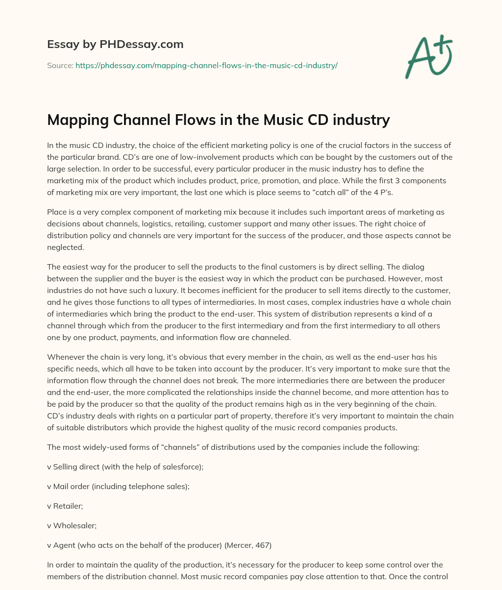 Mapping Channel Flows in the Music CD industry essay