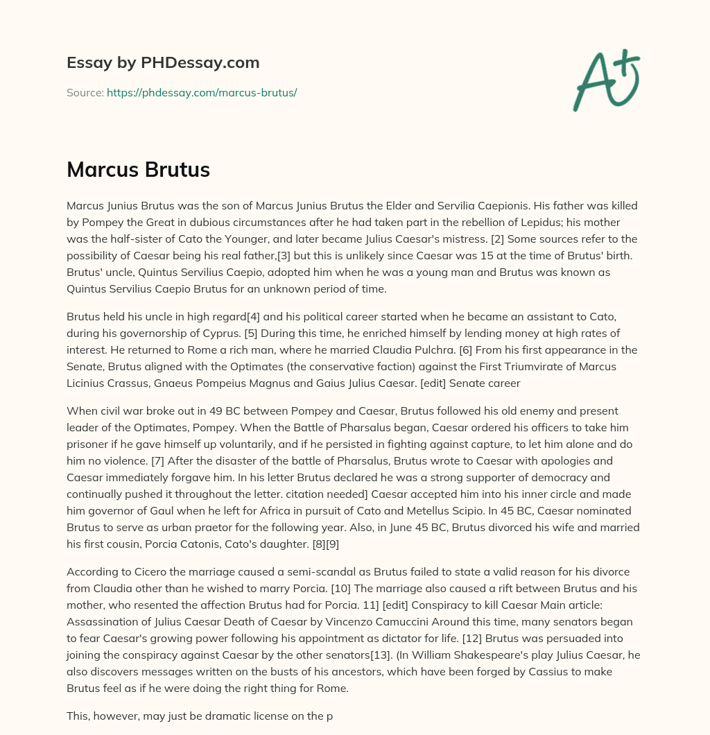 Marcus Brutus essay