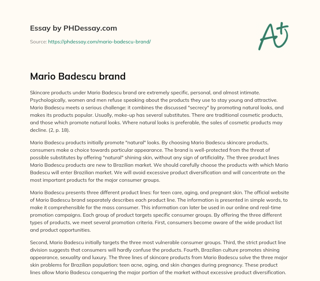 Mario Badescu brand essay