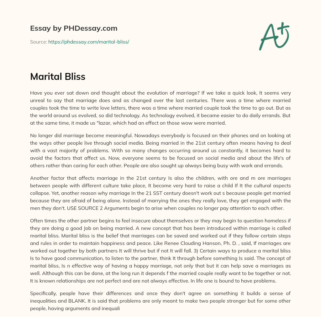 Marital Bliss essay