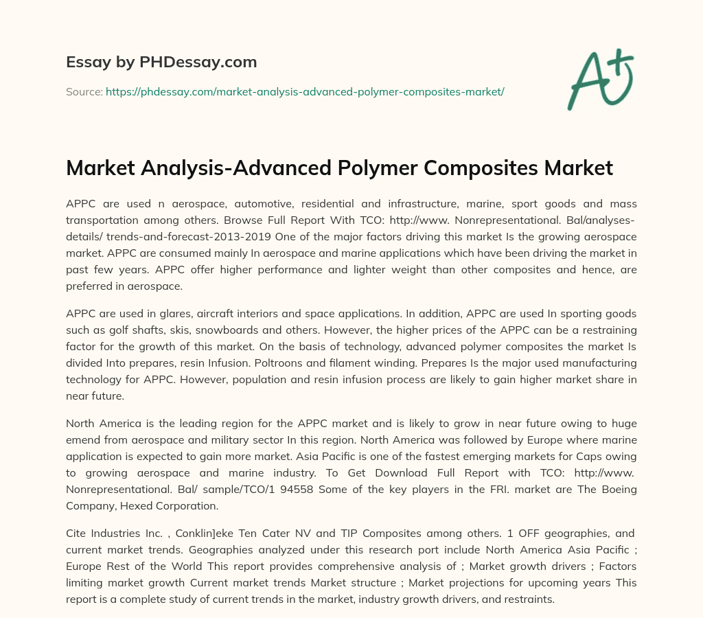 Market Analysis-Advanced Polymer Composites Market essay