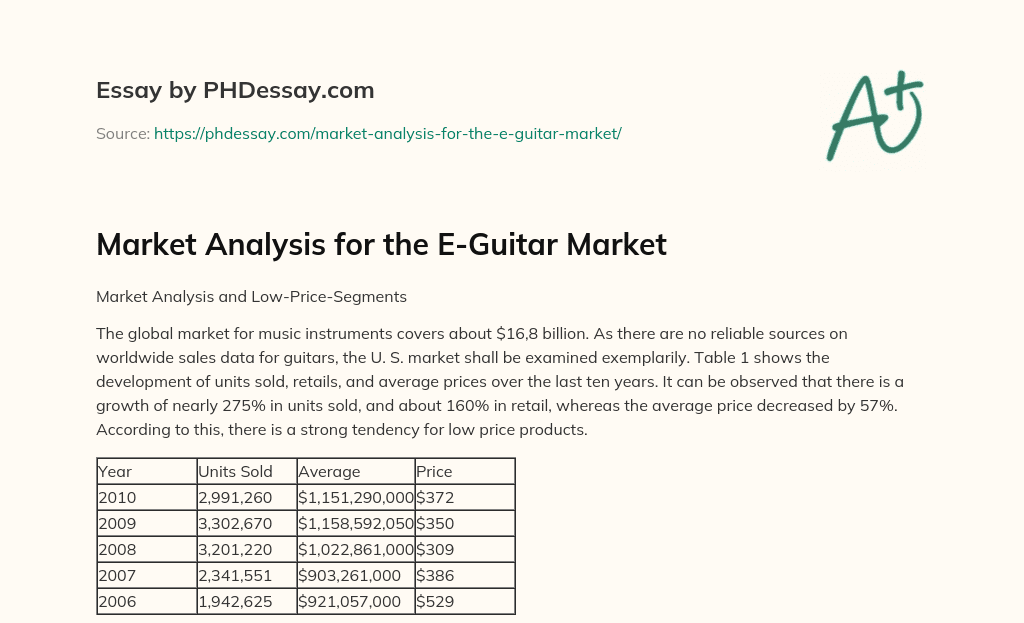 Market Analysis for the E-Guitar Market essay