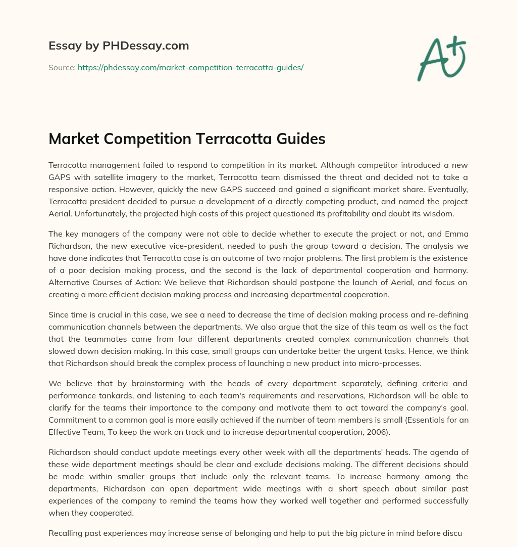Market Competition Terracotta Guides essay