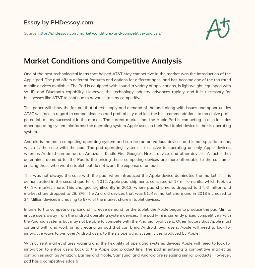 Market Conditions and Competitive Analysis essay
