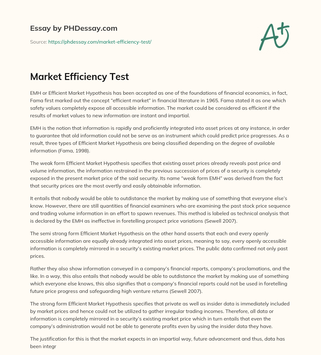 Market Efficiency Test essay