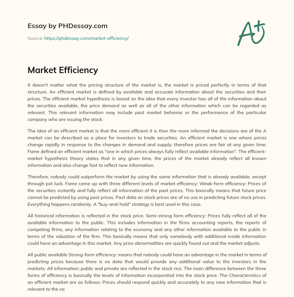Market Efficiency essay