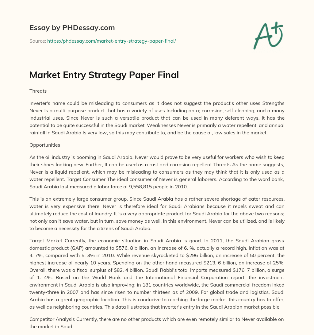 market entry dissertation