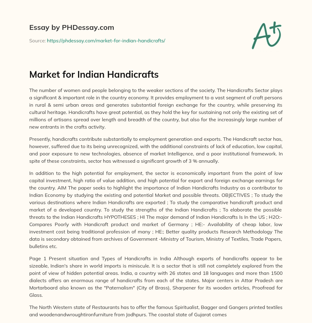 Market for Indian Handicrafts essay