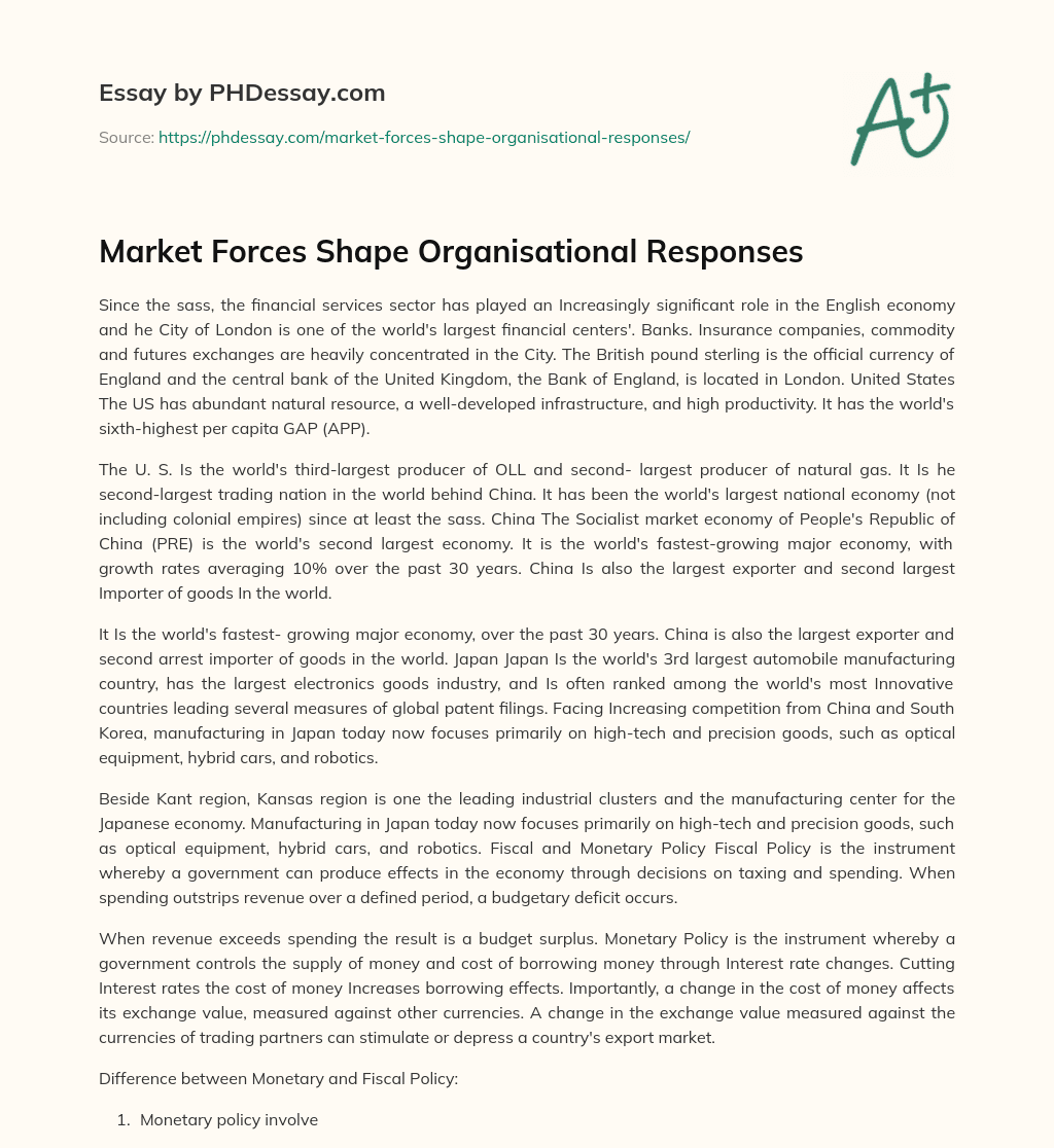 Market Forces Shape Organisational Responses essay