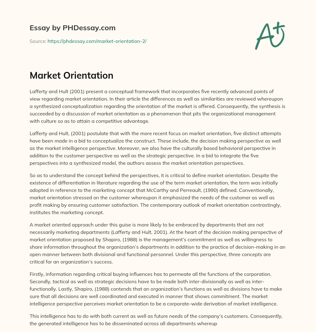 Market Orientation essay