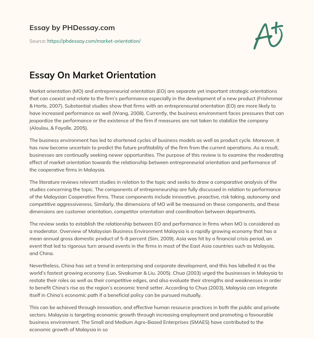 Essay On Market Orientation essay