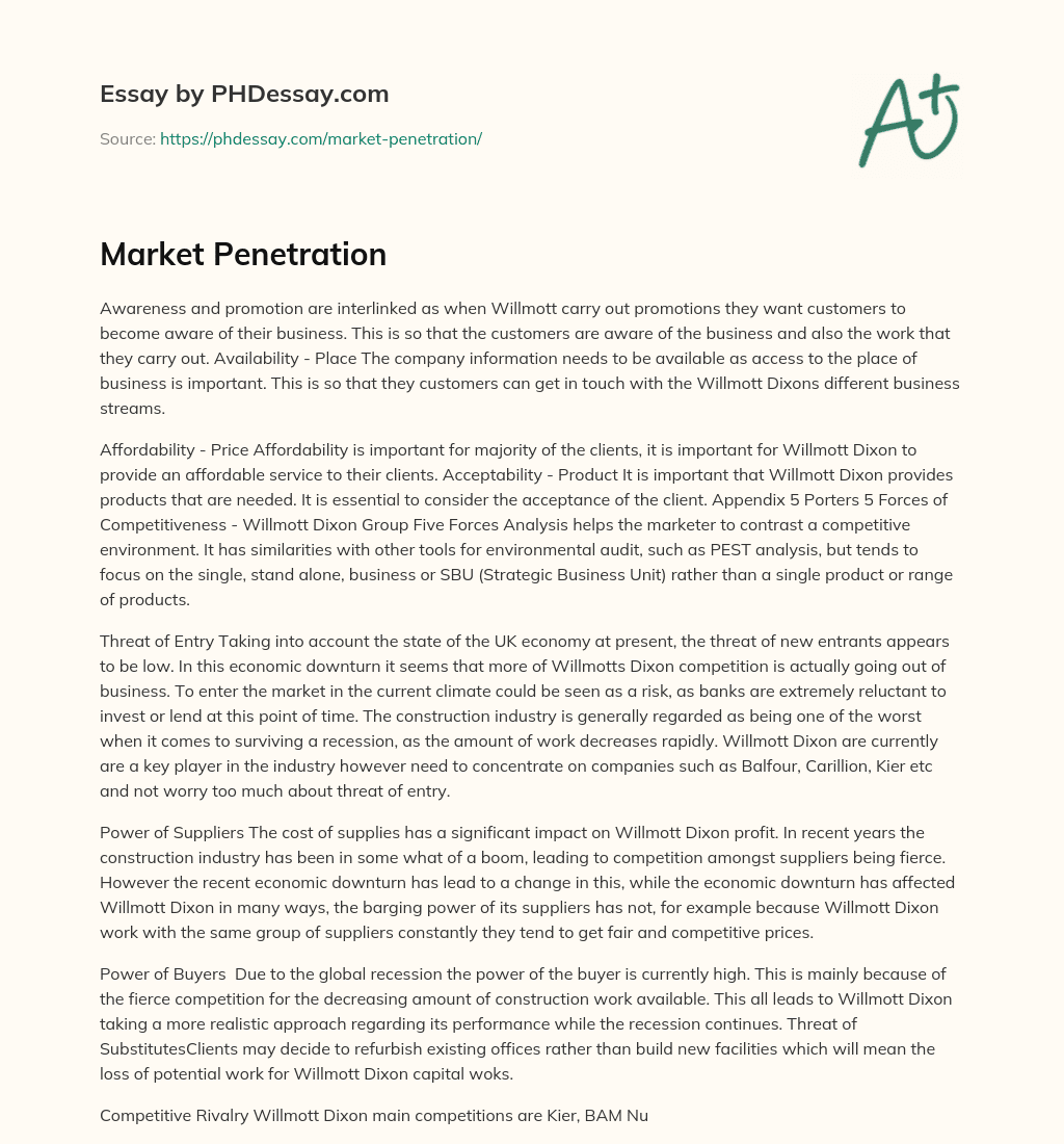 Market Penetration essay