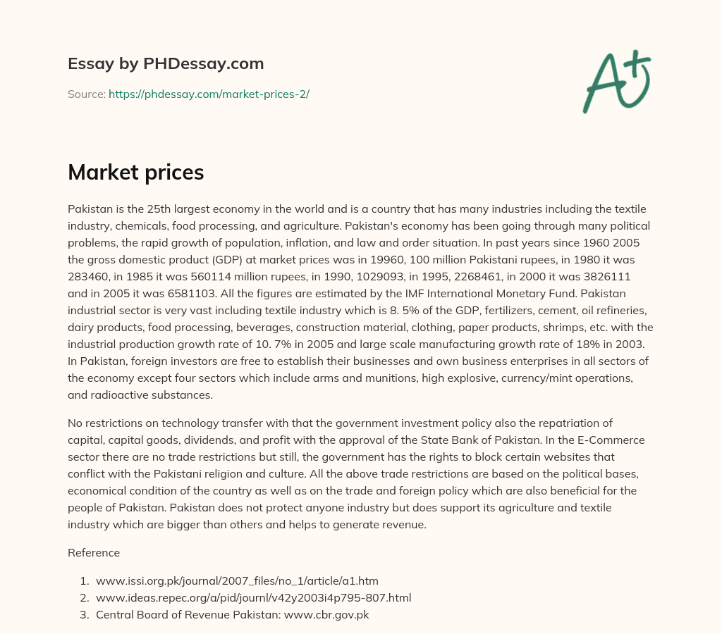 Market prices essay