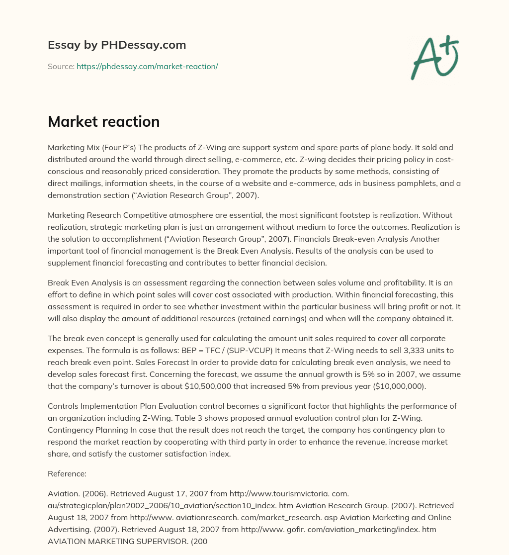 Market reaction essay