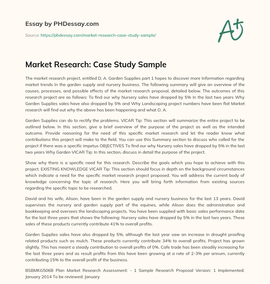small case study on market research