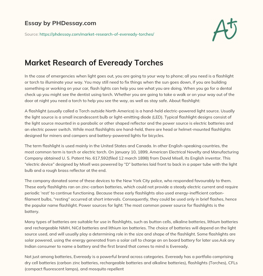 Market Research of Eveready Torches essay