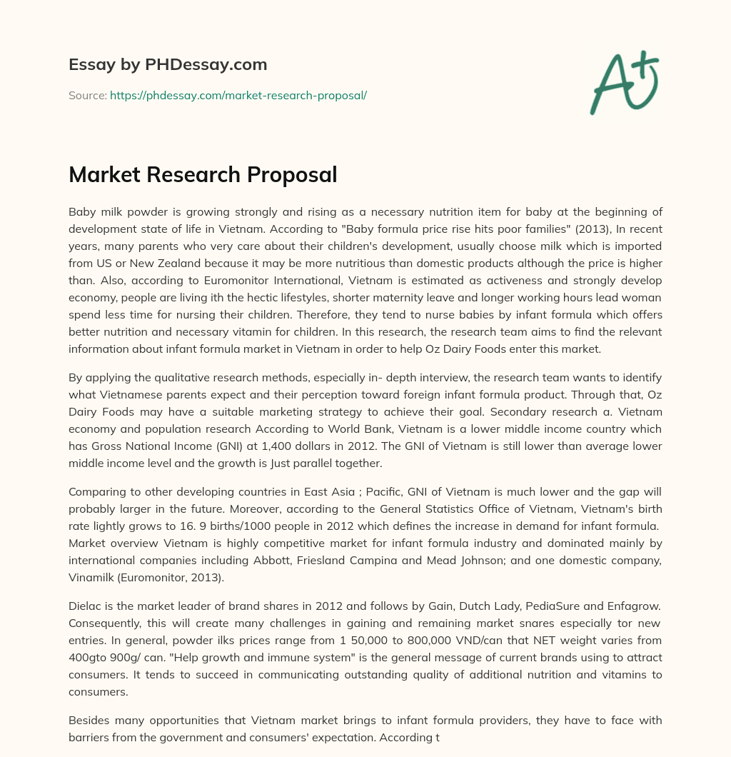 Market Research Proposal essay