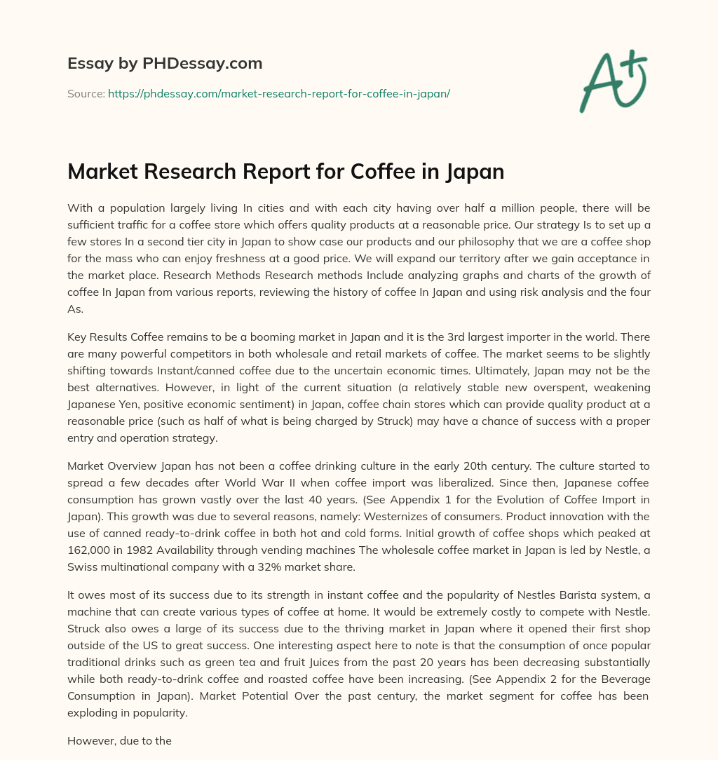 Market Research Report for Coffee in Japan essay