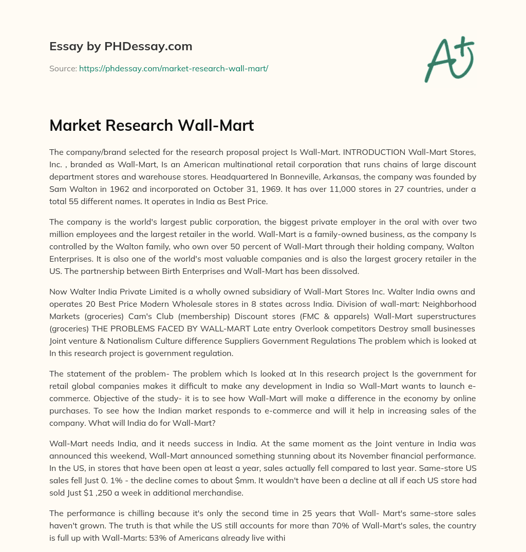 Market Research Wall-Mart essay