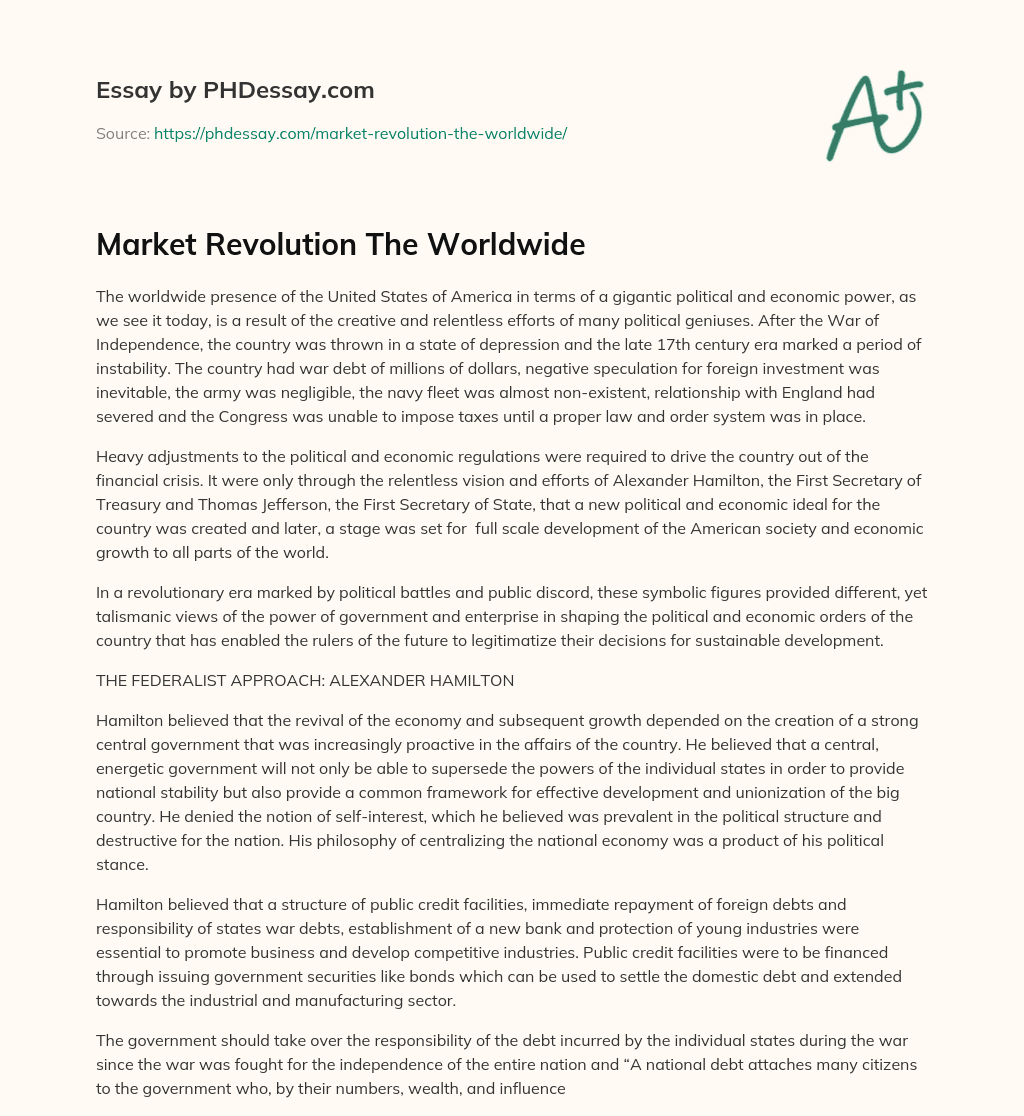 essay on the market revolution