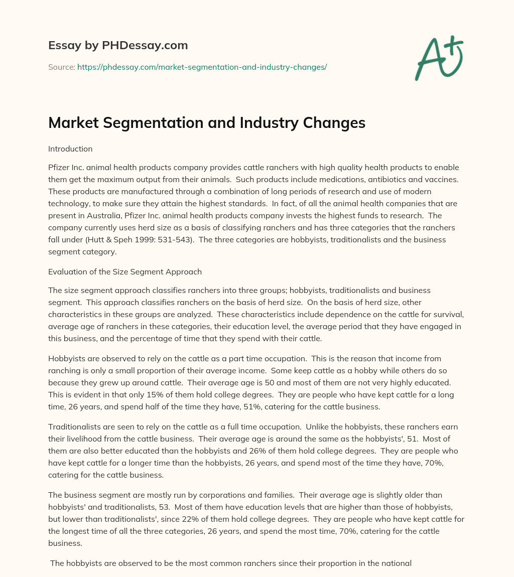 Market Segmentation and Industry Changes essay