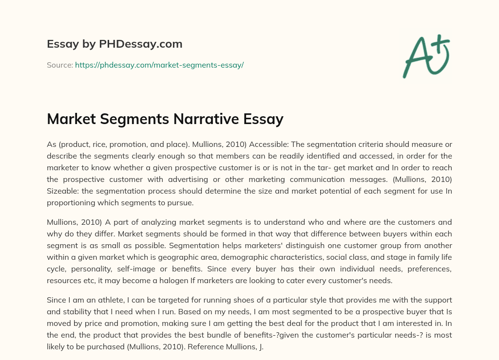 narrative essay about a market