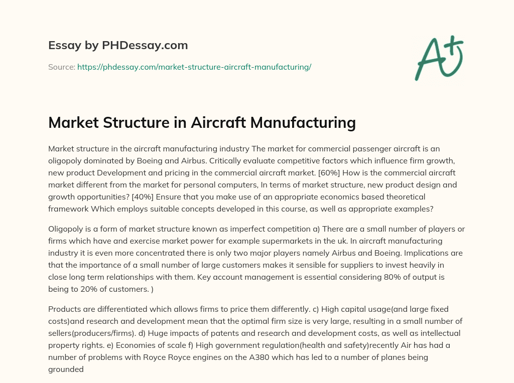 Market Structure in Aircraft Manufacturing essay