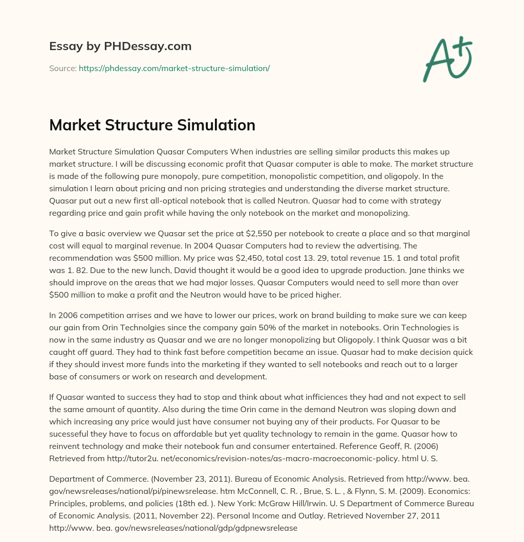 Market Structure Simulation essay