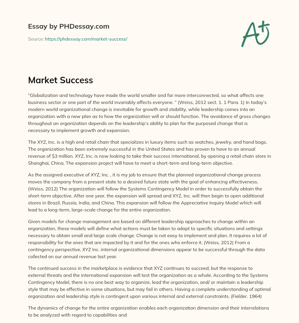 Market Success essay