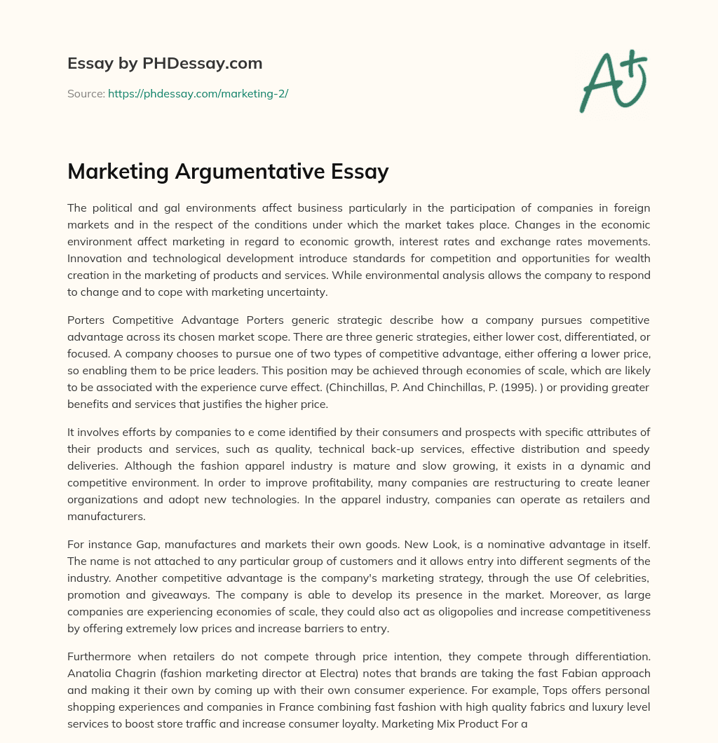 Marketing Argumentative Essay essay