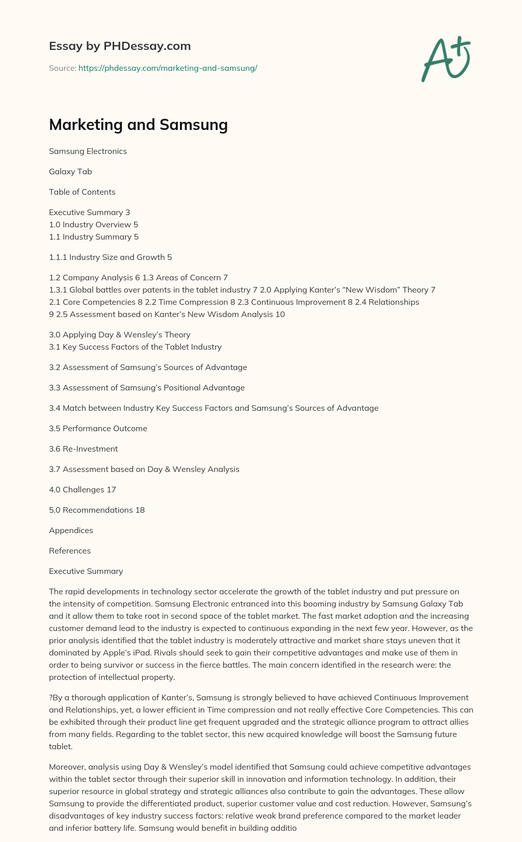 Marketing and Samsung essay