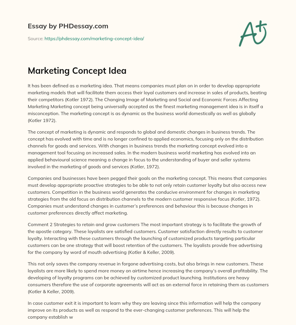 Marketing Concept Idea essay