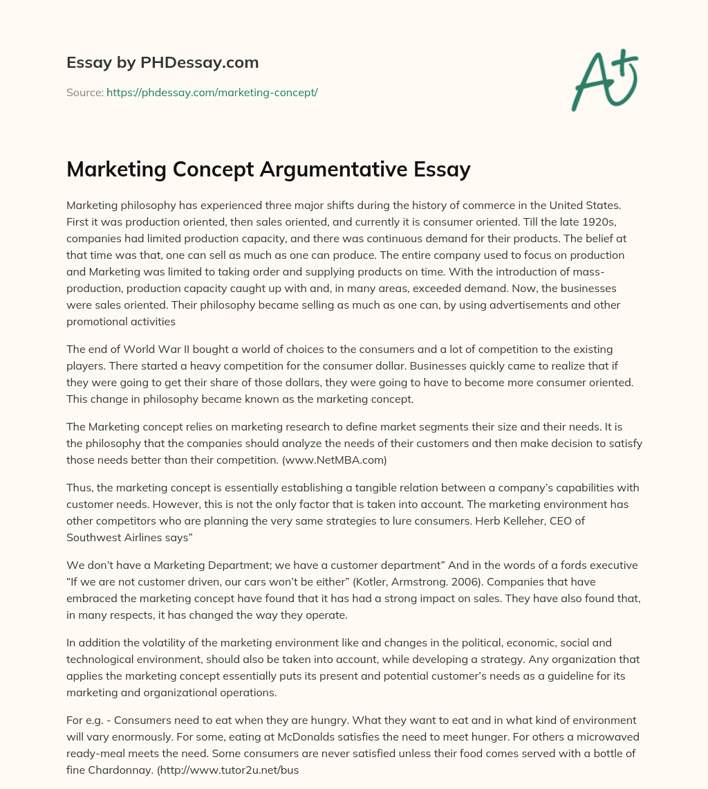 essay of marketing concept