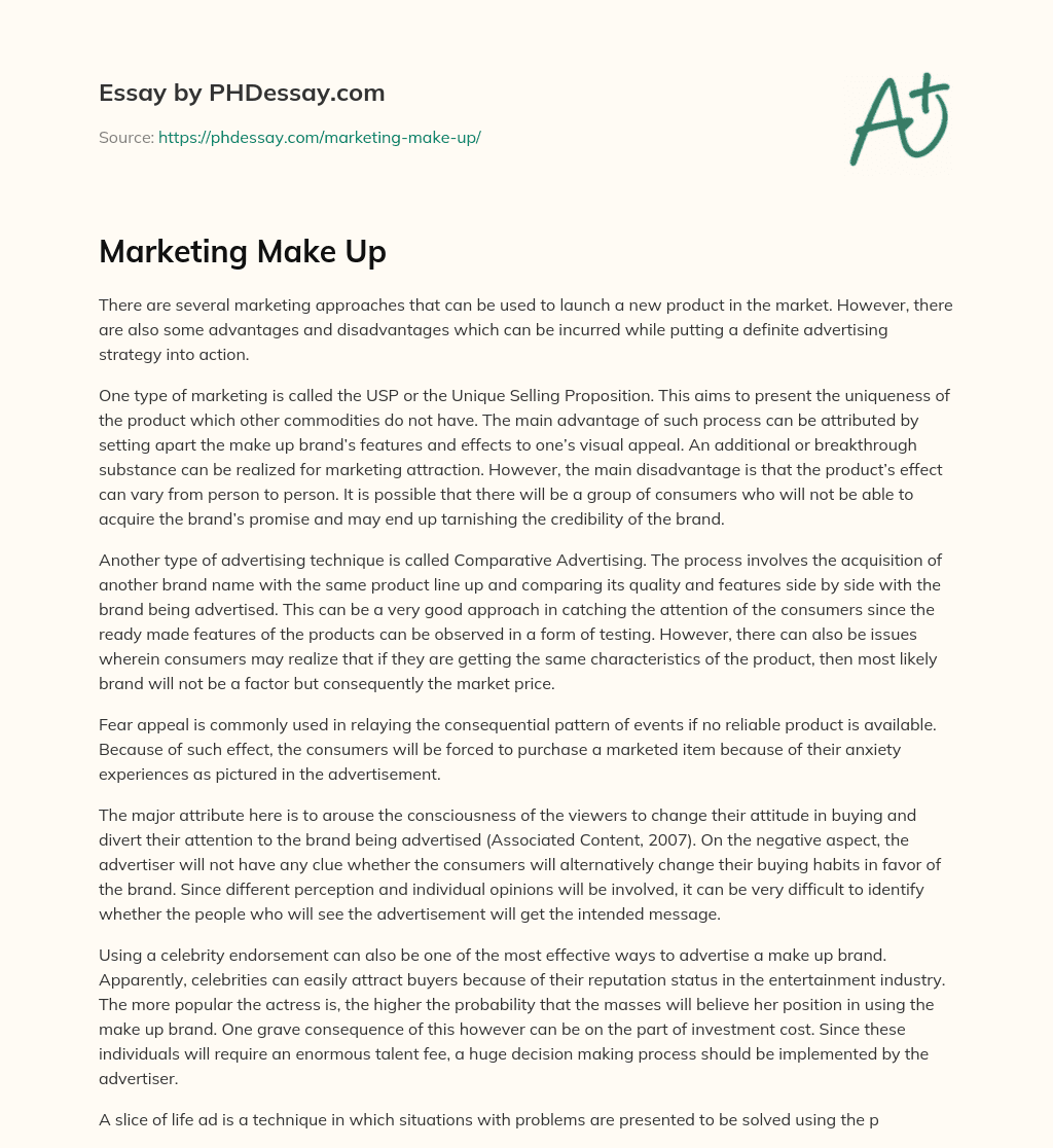Marketing Make Up essay