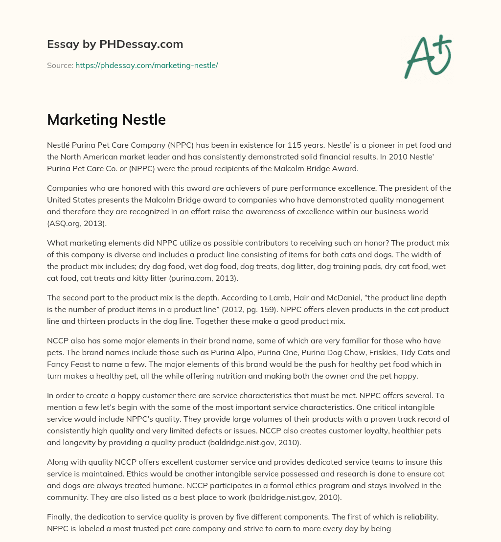 Marketing Nestle essay