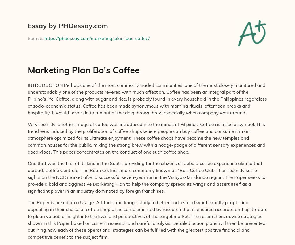 bo's coffee business plan