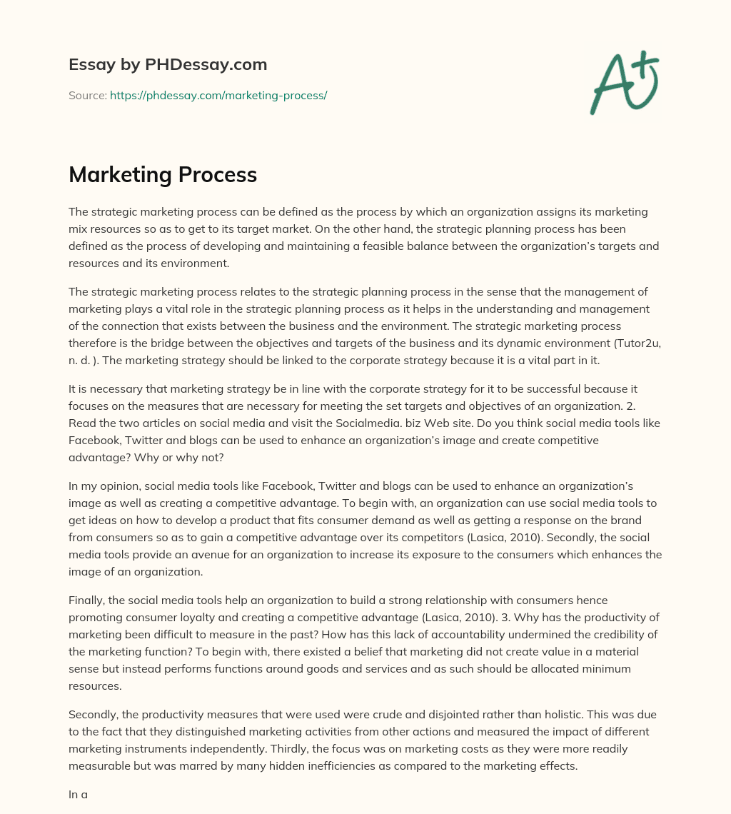 marketing process essay pdf