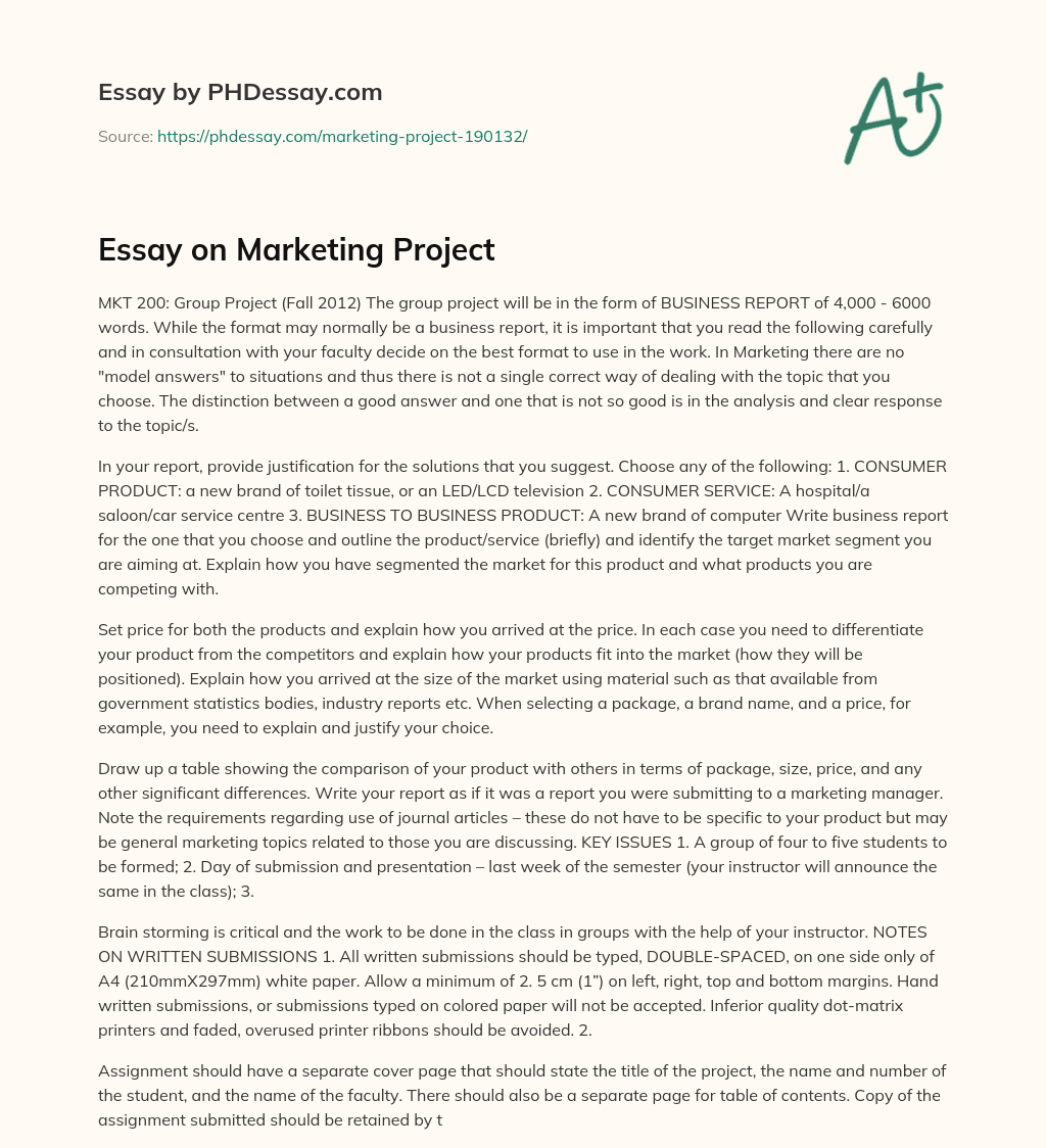 marketing process essay