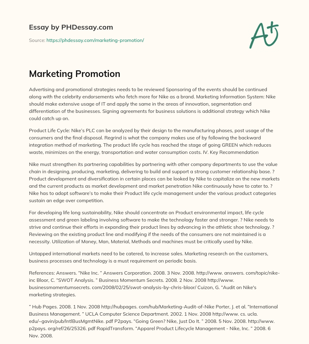 Marketing Promotion essay