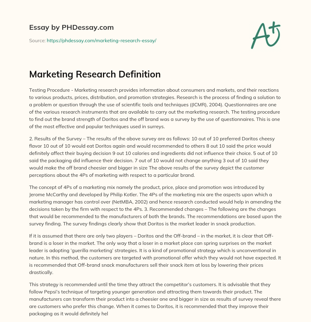 Marketing Research Definition essay