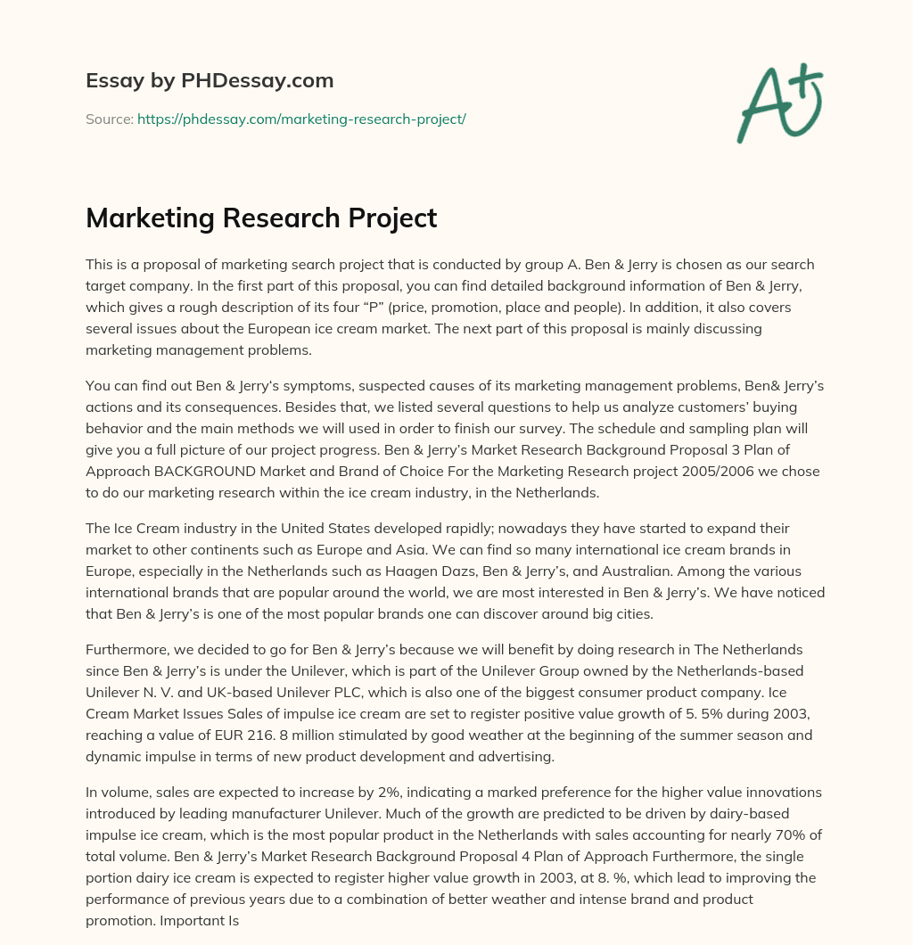 Marketing Research Project essay