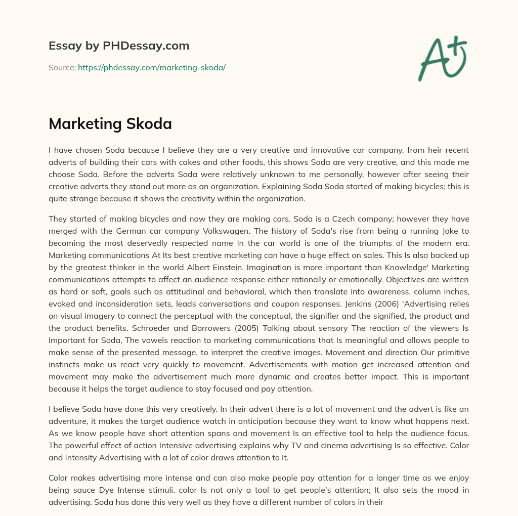Marketing Skoda essay