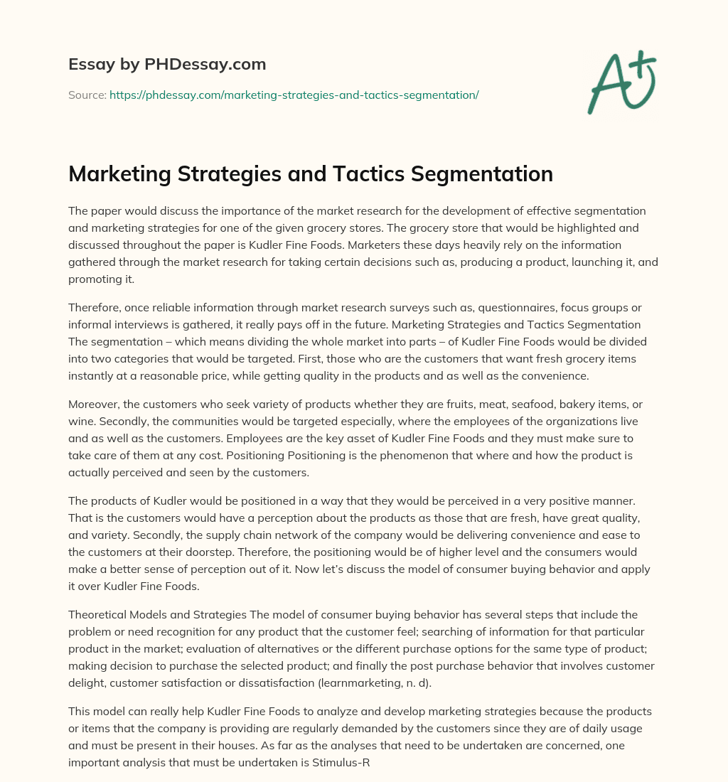 Marketing Strategies and Tactics Segmentation essay