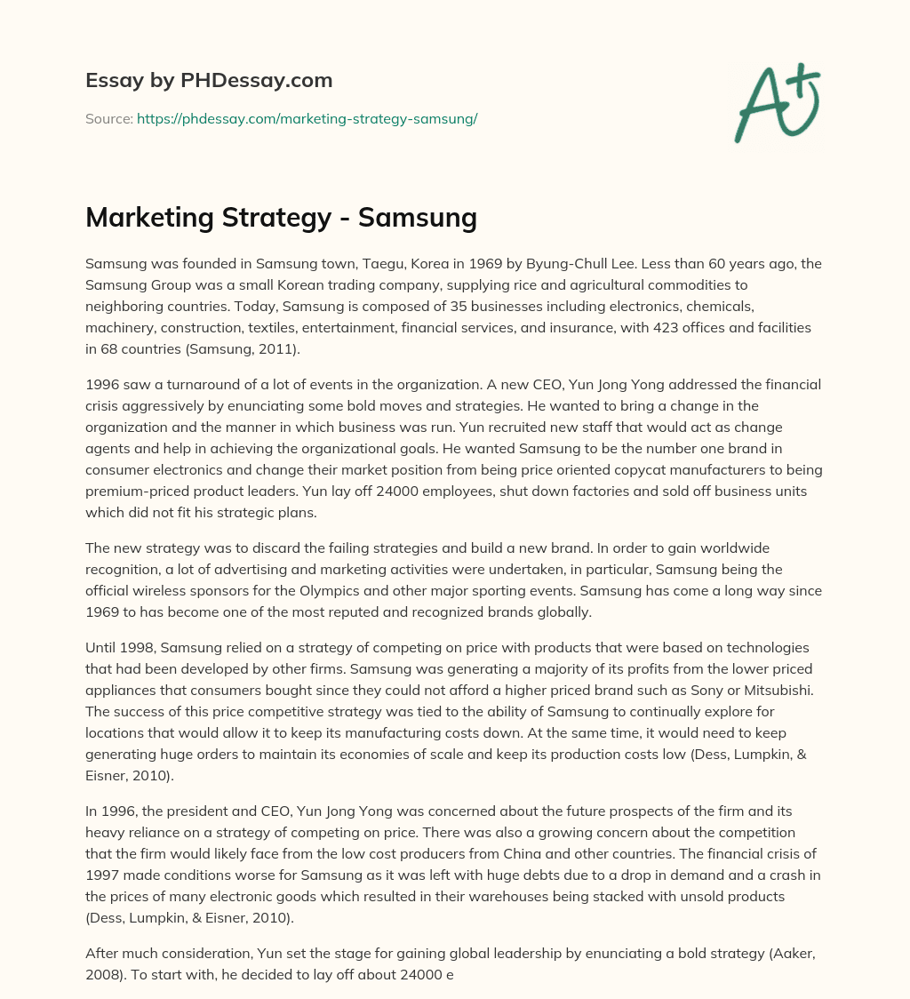 Marketing Strategy – Samsung essay