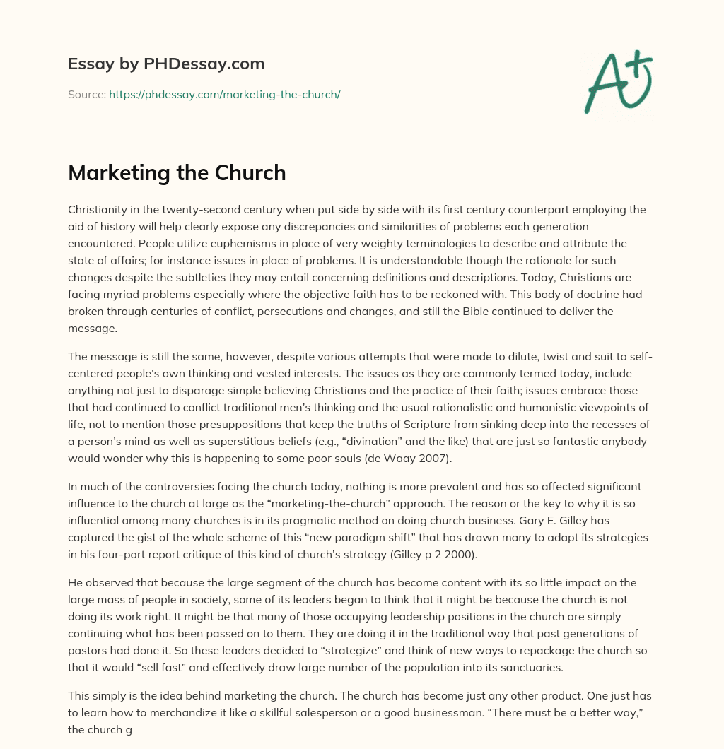 Marketing the Church essay