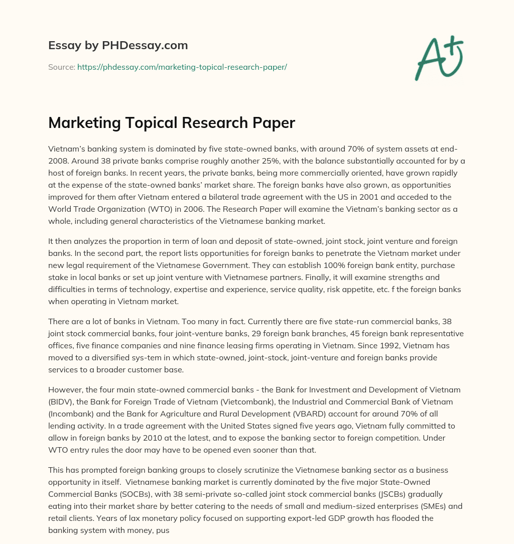 Marketing Topical Research Paper essay