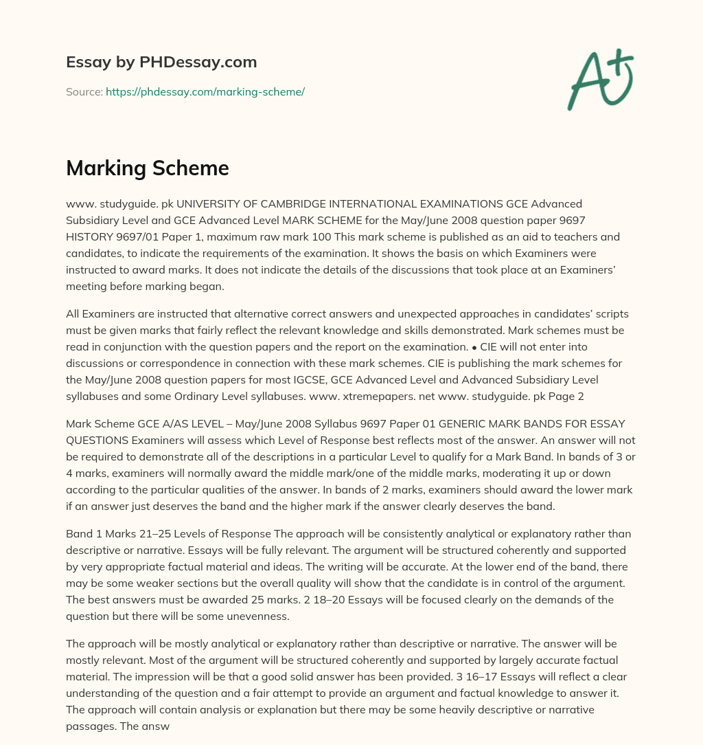 Marking Scheme essay