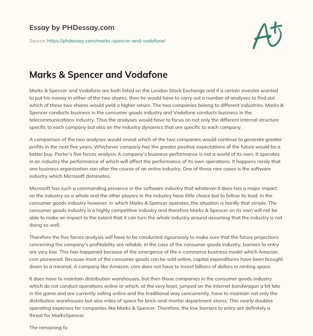 Marks & Spencer and Vodafone essay
