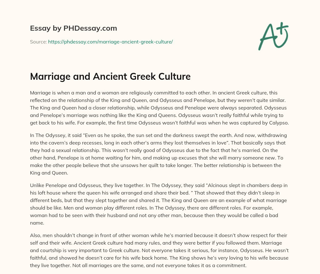 Marriage and Ancient Greek Culture essay